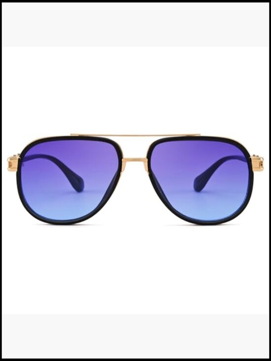 Oversized Aviator Sunglasses Metal Plastic Hybrid Frame Gradient Lenses